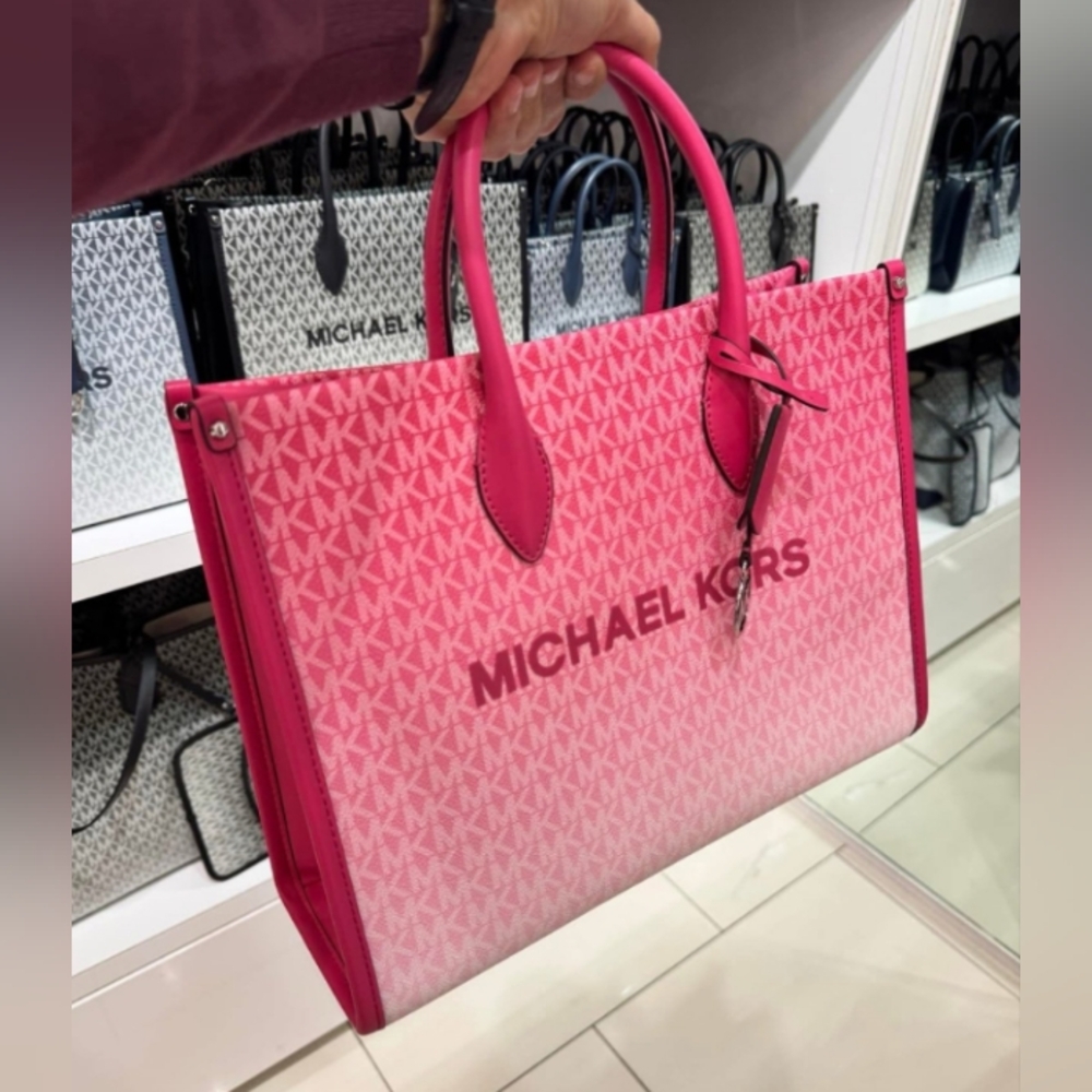 NEW Michael Kors Dragonfruit Pink Ombre MD Mirella Tote With Crossbody Strap
